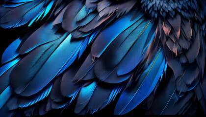 blue and black jay feathers, generative ai