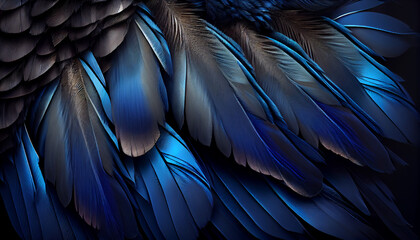 Obraz premium blue and black jay feathers, generative ai