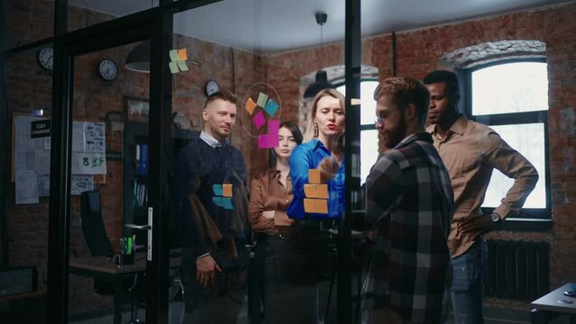 Business Meeting Of Marketing And Sales Department Employees In Modern Office, Diverse People