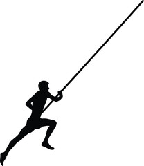 Naklejka premium pole vault male athlete running pole black silhouette