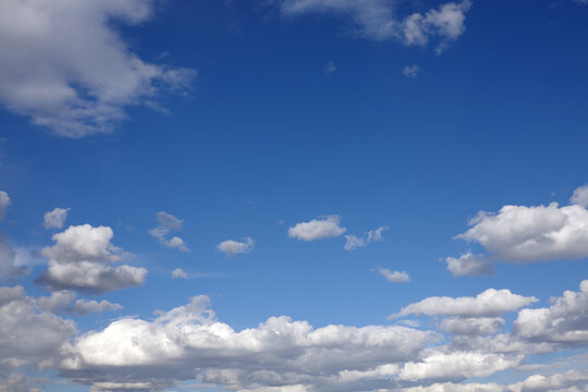 Beautiful calm sky landscape with light white clouds high in the stratosphere on a sunny day horizontal photo