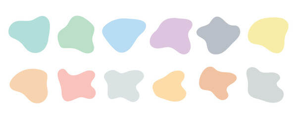 Collection of irregular round blots forming graphic elements in pastel colors