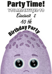 niedliche Eis am Stiel Geburtstag Spielzeug Party Einladung lila Kind Kawaii. Simple Sommer Karte Vormerkung Kindergeburtstag. 