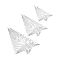 Paper airplane sign template design. Message via paper airplane icon. line art design