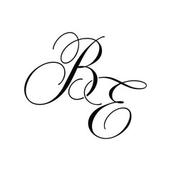 BE Calligraphy Monogram initial letters logo