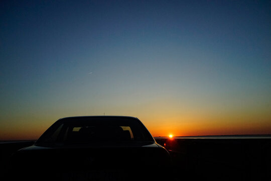 Sonnenuntergang auf dem Syltshuttle