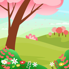 Obraz na płótnie Canvas Spring morning landscape in bloom. Landscape background.