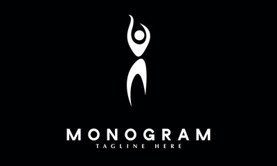 Woman Dancing abstract monogram vector logo template
