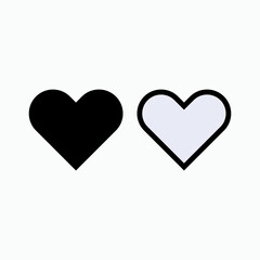 Set Heart Icon with Glyph and Line Art Style