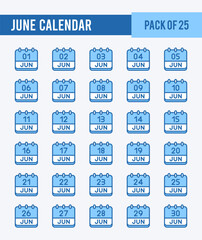25 June Calendar. Two Color icons Pack. vector illustration.