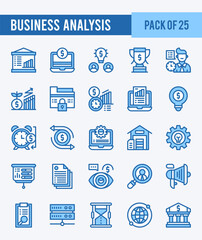 25 Business Analysis. Two Color icons Pack. vector illustration.