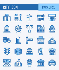 Fototapeta na wymiar 25 City. Two Color icons Pack. vector illustration.