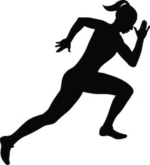 Fototapeta na wymiar female sprinter running black silhouette