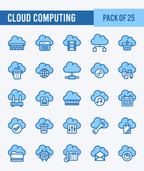 25 Cloud Computing. Two Color icons Pack. vector illustration.