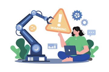 Automatic machine giving warning Illustration concept ng white background