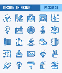 25 Design Thinking. Two Color icons Pack. vector illustration.