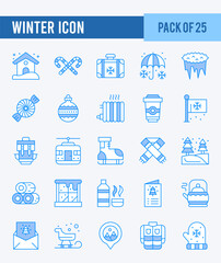 25 Winter. Two Color icons Pack. vector illustration.