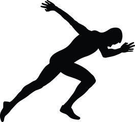 male sprinter starting running black silhouette