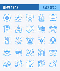 25 New Year. Two Color icons Pack. vector illustration.