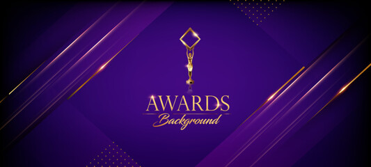 Purple and Golden Award Background. Modern Abstract Design. Anniversary Award Ceremony. Bollywood Style Invitation Card. Texture and Pattern Wallpaper. Marriage Cover Design. Slant Lines Direction.