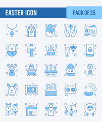 25 Easter. Two Color icons Pack. vector illustration.