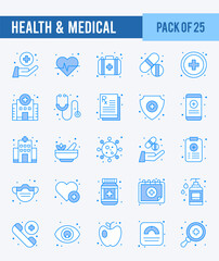 25 Health and Medical. Two Color icons Pack. vector illustration.