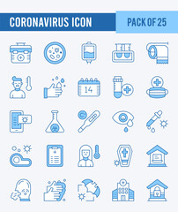 25 Coronavirus. Two Color icons Pack. vector illustration.