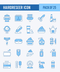 25 Hairdresser. Two Color icons Pack. vector illustration.