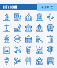 25 City. Two Color icons Pack. vector illustration.