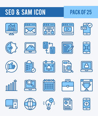 25 SEO And SAM. Two Color icons Pack. vector illustration.