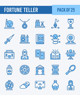 25 Fortune Teller. Two Color icons Pack. vector illustration.