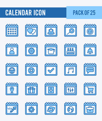 25 Calendars. Two Color icons Pack. vector illustration.