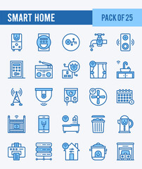 25 Smart Homes. Two Color icons Pack. vector illustration.