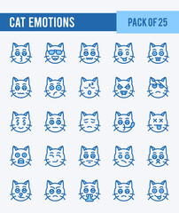 Fototapeta premium 25 Cat Emotions. Two Color icons Pack. vector illustration.