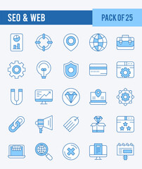25 SEO & WEB. Two Color icons Pack. vector illustration.