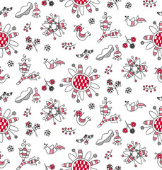 Ethnic ukrainian red and black embroidery seamless pattern for surface design, wallpaper, paper, textile, fabric