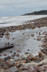 Baltic Sea, winter baltic sea, sea in poland,  waves, storm, seagulls, poland