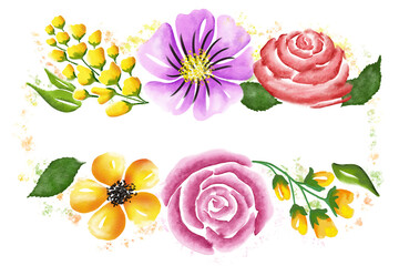 illustration of a flower composition in watercolor