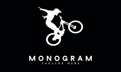Freestyle Bike stunt game abstract monogram vector logo template