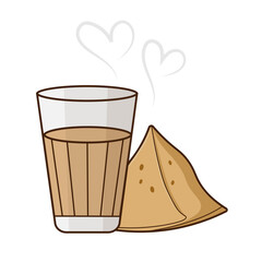 chai samosa illustration indian chai with samosa snack tea lovers inidan food