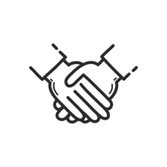 Business handshake, contract agreement thin line icon. Hand drawing design style. Vector.