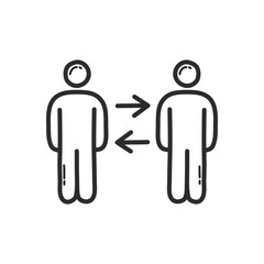 User connection, exchange of experience, friendship. Hand drawing design style. Vector.