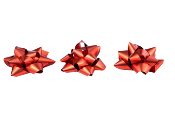 Red bow isolated on white background with clipping path. Full Depth of field. Focus stacking. PNG	