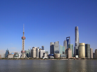 青空の中国浦東の風景