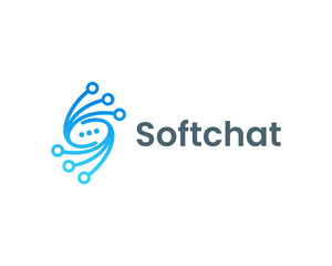technology letter S dot logo design