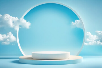  Product display podium with blue sky