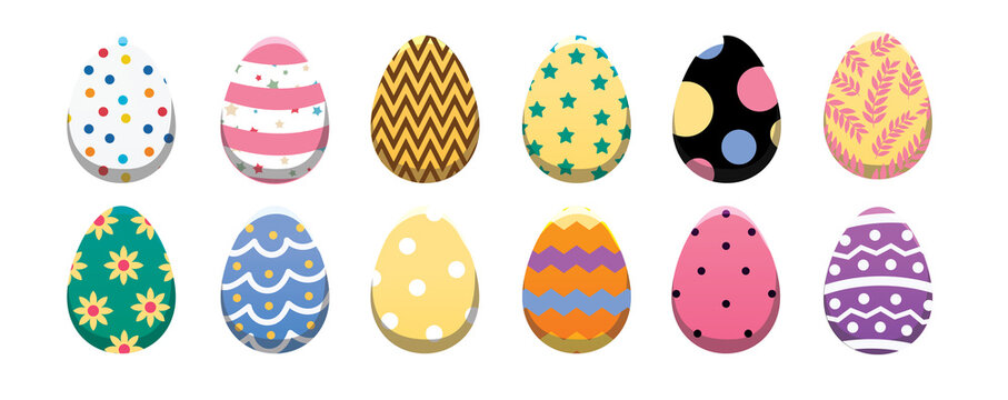 set of easter eggs isolated vector flat design