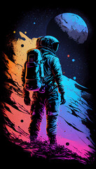 Fototapeta premium a digital artwork of astronaut drawing illustration half body camera shot