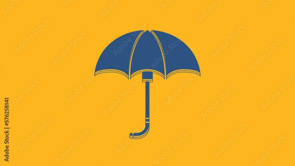 Wall mural Blue Classic elegant opened umbrella icon isolated on orange background. Rain protection symbol. 4K Video motion graphic animation