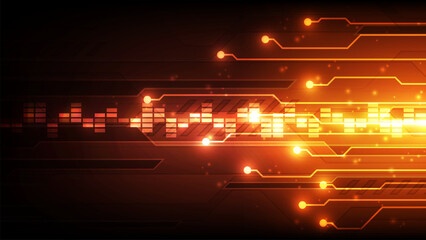 Abstract technology background. Orange circuit board. Vector illustration. Technology concept